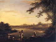 unknow artist A View of Marmalong Bridge with a Sepoy and Natives in the Foreground oil on canvas